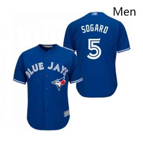 Mens Toronto Blue Jays 5 Eric Sogard Replica Blue Alternate Baseball Jersey